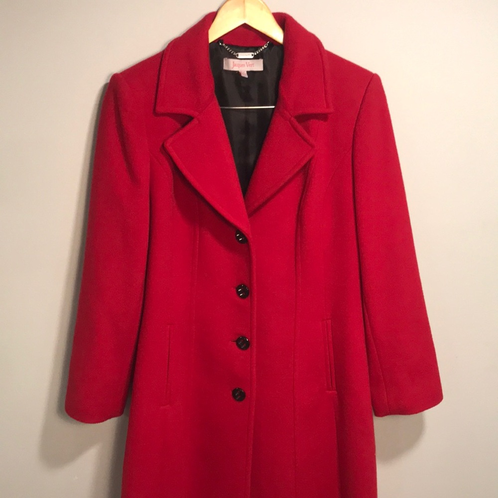 NWOT Vintage Red Virgin Wool Full Length Coat